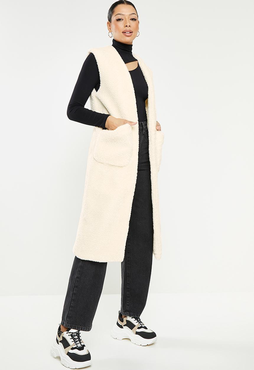 Missguided - Midaxi faux fur gilet - stone