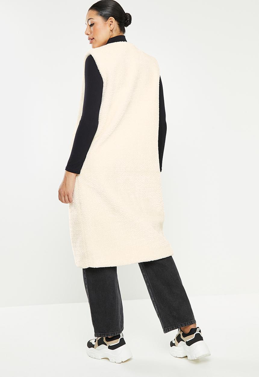 Missguided - Midaxi faux fur gilet - stone