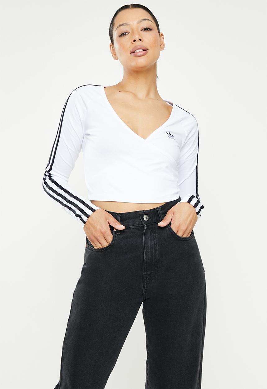 adidas Originals - Cropped long sleeve tee w - white