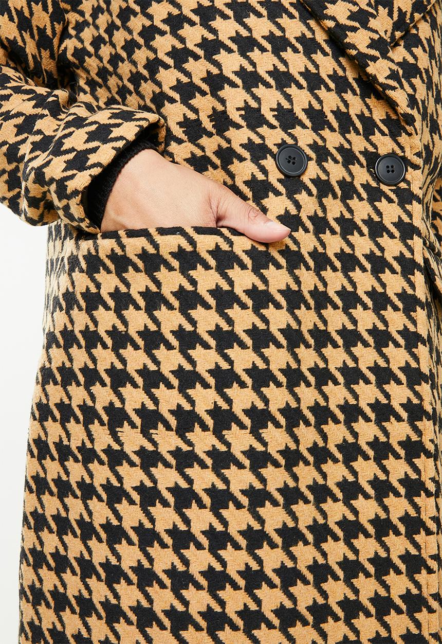 Missguided - Houndstooth longline formal - brown