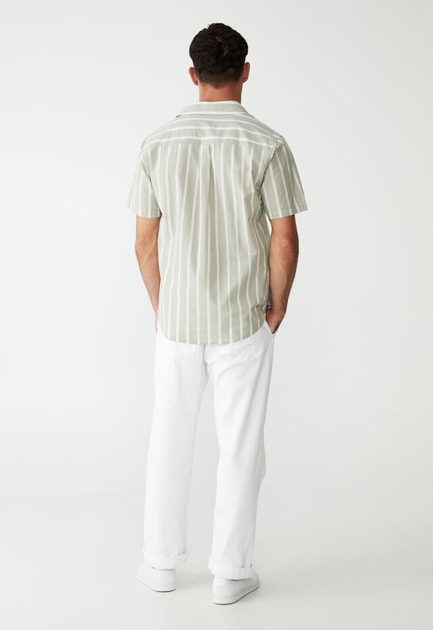 Cotton On - Vacay short sleeve shirt - faded mint bold stripe