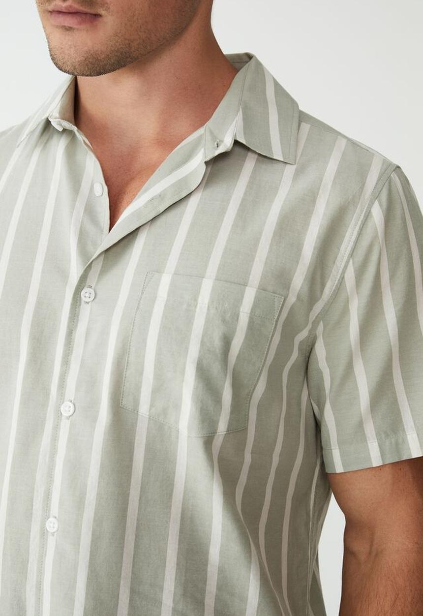 Cotton On - Vacay short sleeve shirt - faded mint bold stripe