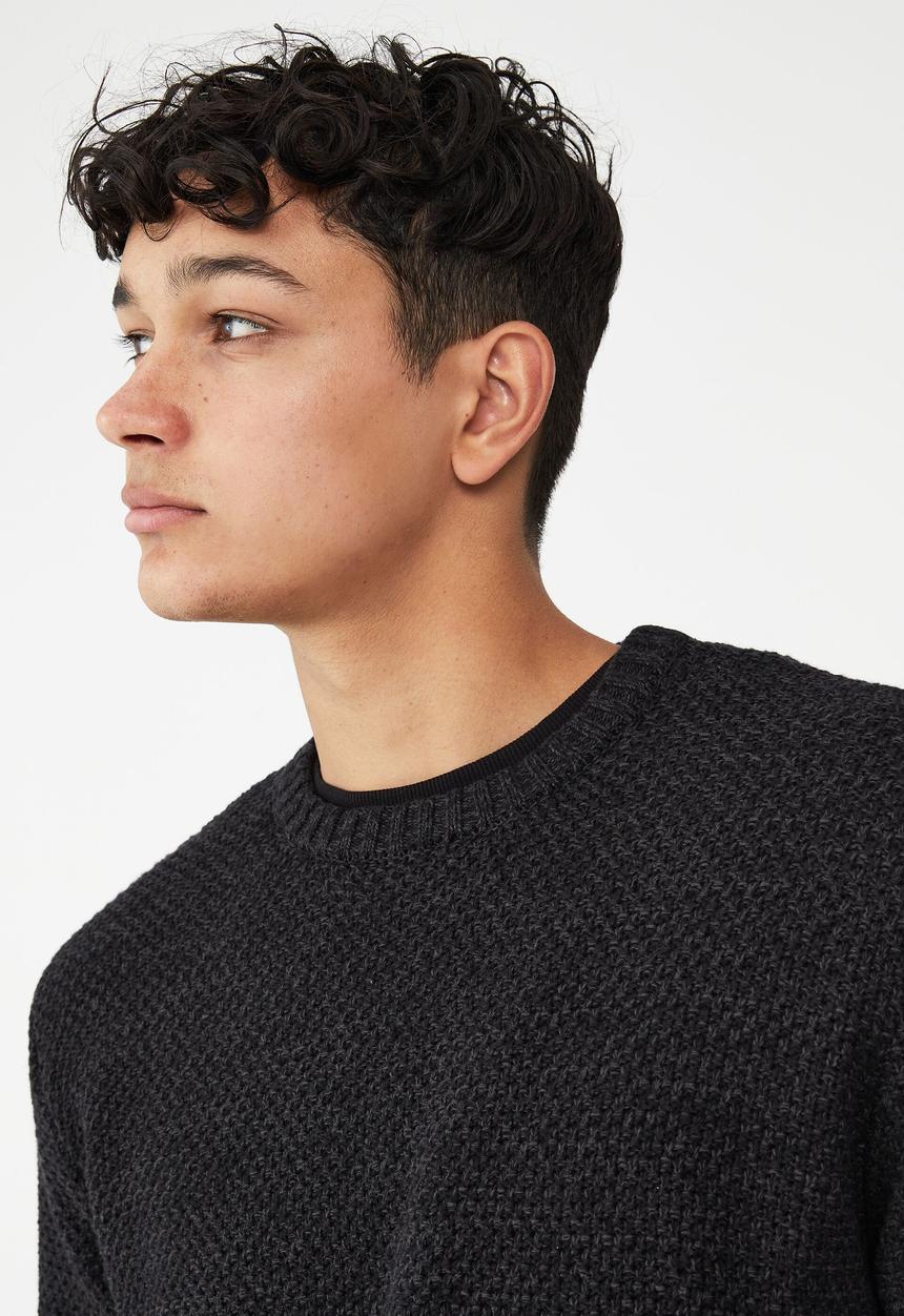 Cotton On - Crew knit - textured charcoal