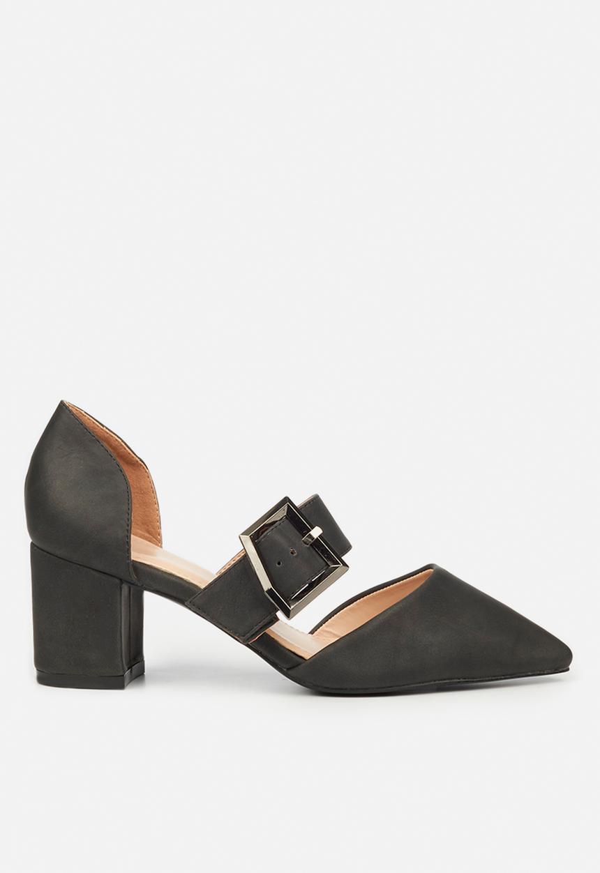 Butterfly Feet - Ruth big buckle heel - black