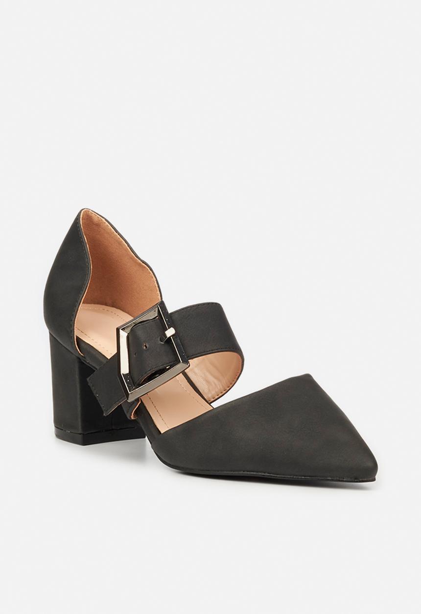 Butterfly Feet - Ruth big buckle heel - black