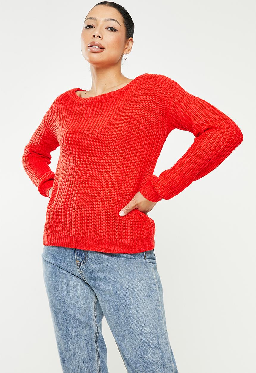 Missguided - Recycled ophelita off shoulder jumper  - red