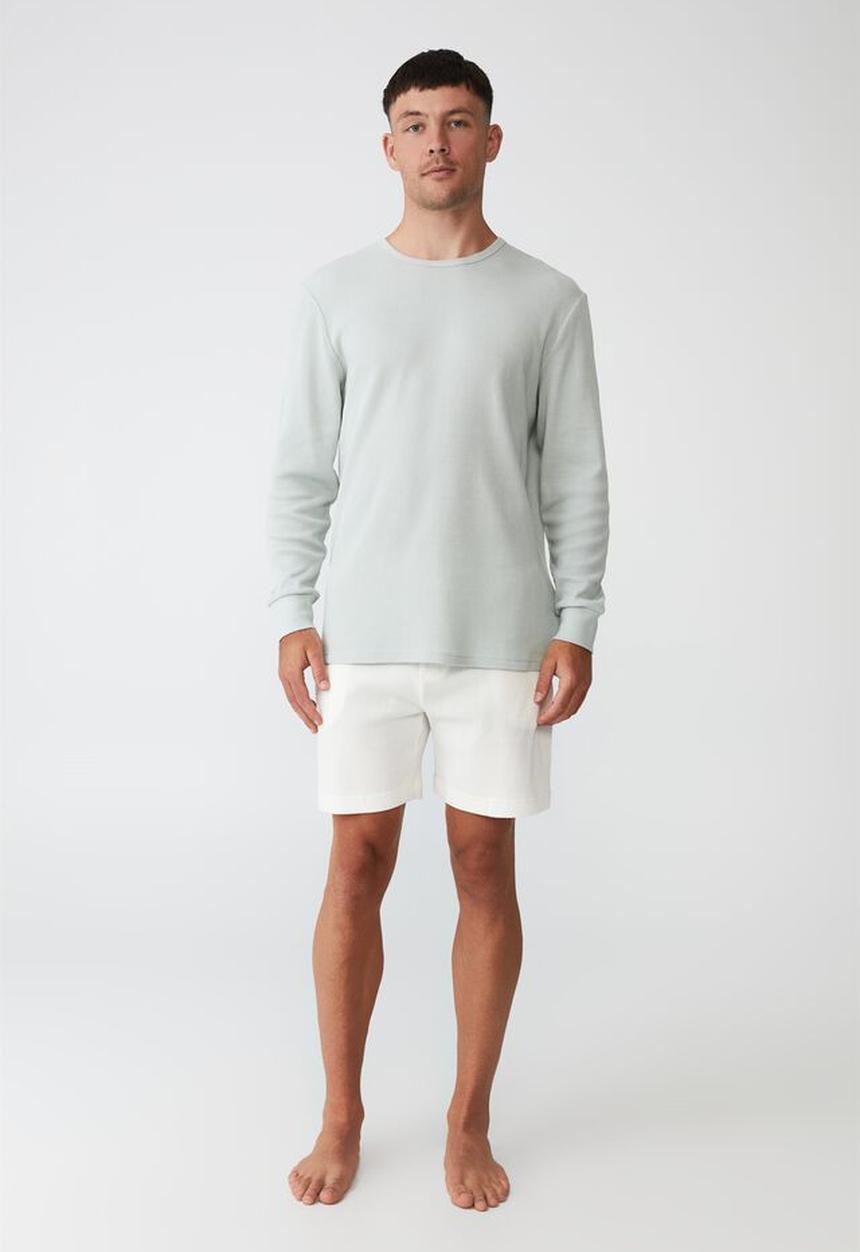 Cotton On - Textured long sleeve T-shirt - ice mint waffle