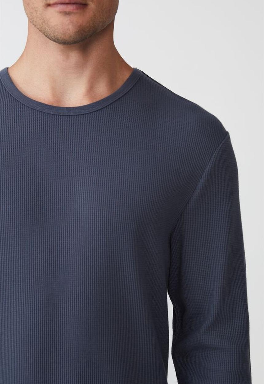 Cotton On - Textured long sleeve T-shirt - dusty denim waffle