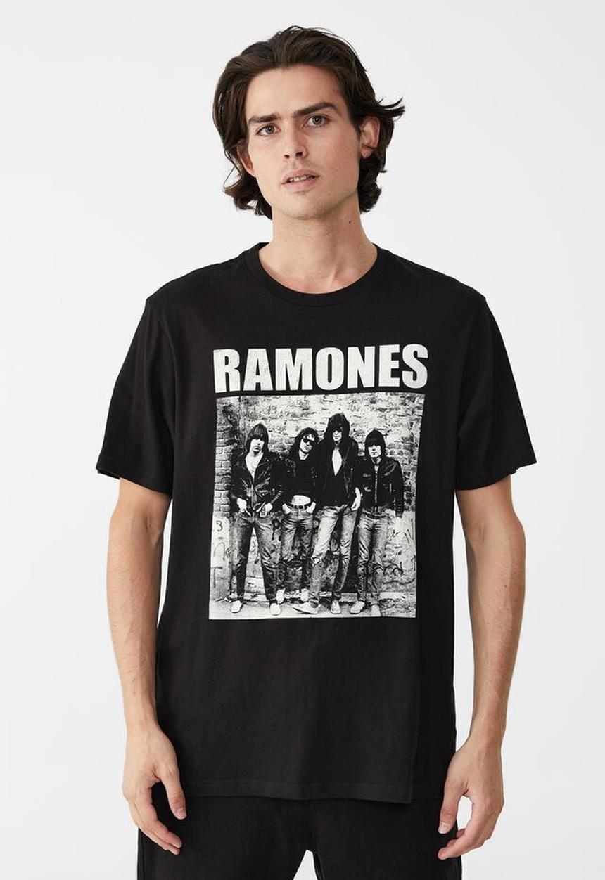 Cotton On - Tbar collab music T-shirt - lcn mt black/ramones