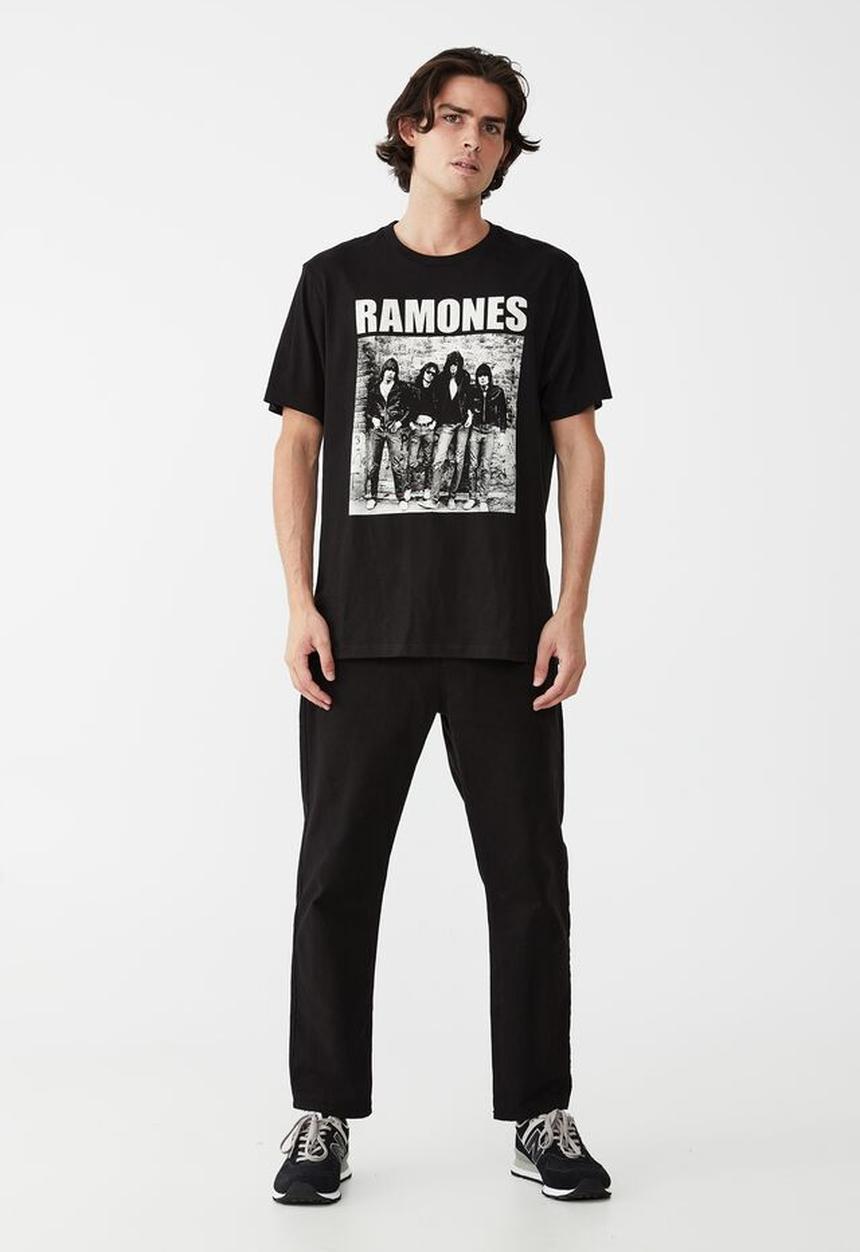 Cotton On - Tbar collab music T-shirt - lcn mt black/ramones
