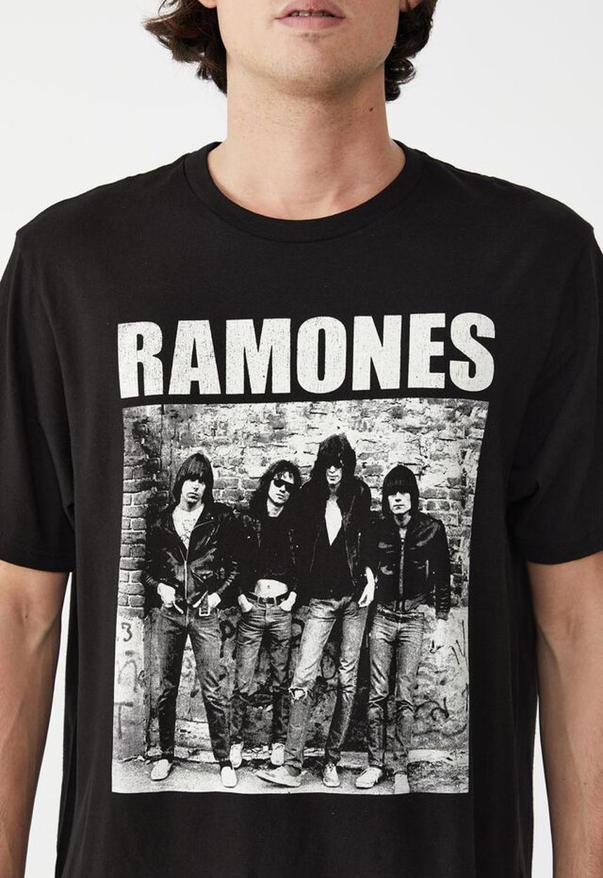 Cotton On - Tbar collab music T-shirt - lcn mt black/ramones
