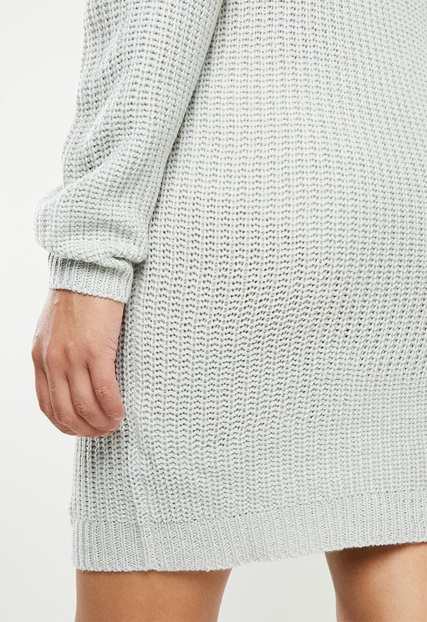 Missguided - Recycled ayvan off shoulder jumper dress  - light grey