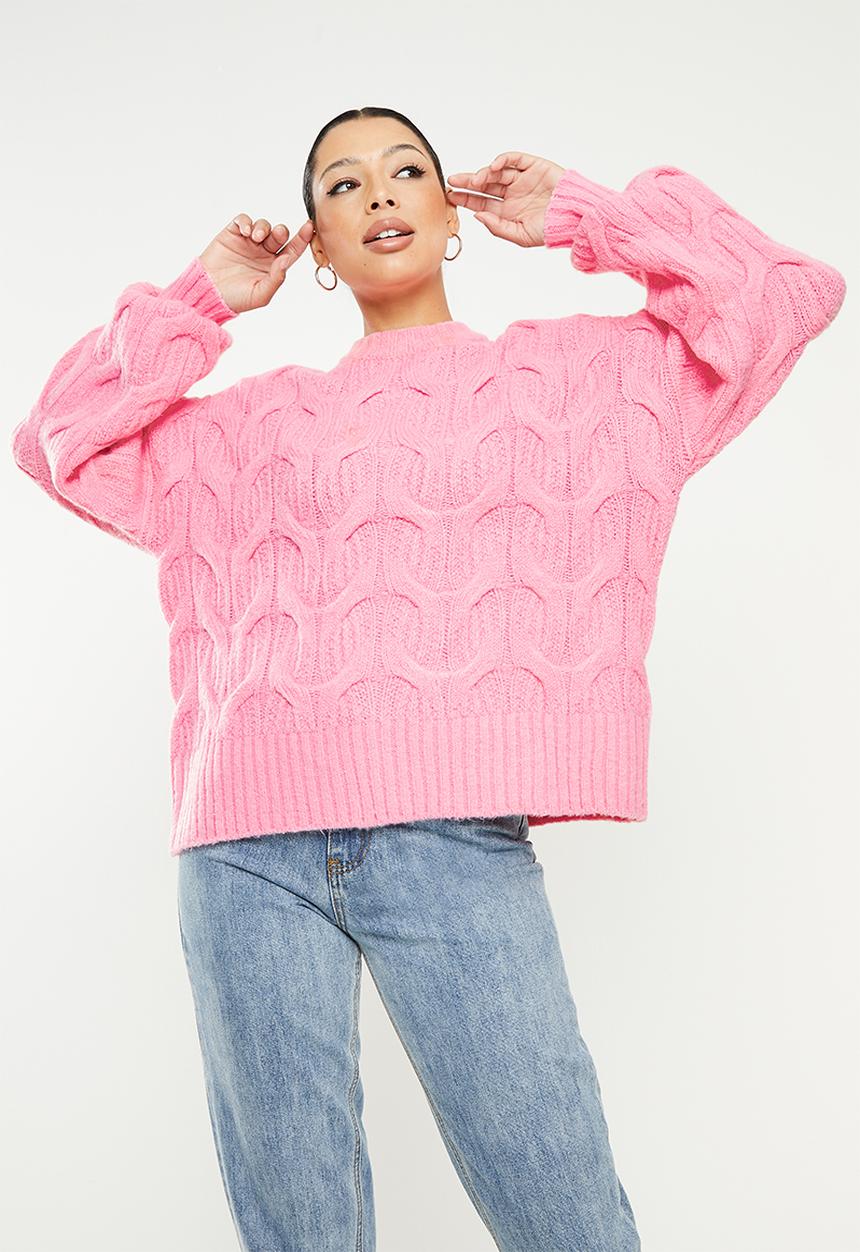 Missguided - Fluffy wishbone crew neck jumper  - pink