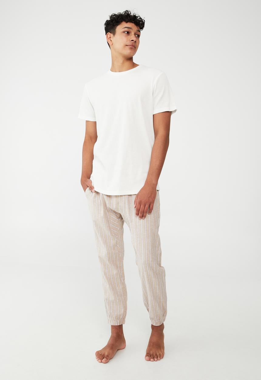 Cotton On - Lounge pant - oatmeal & washed chocolate vertical stripe
