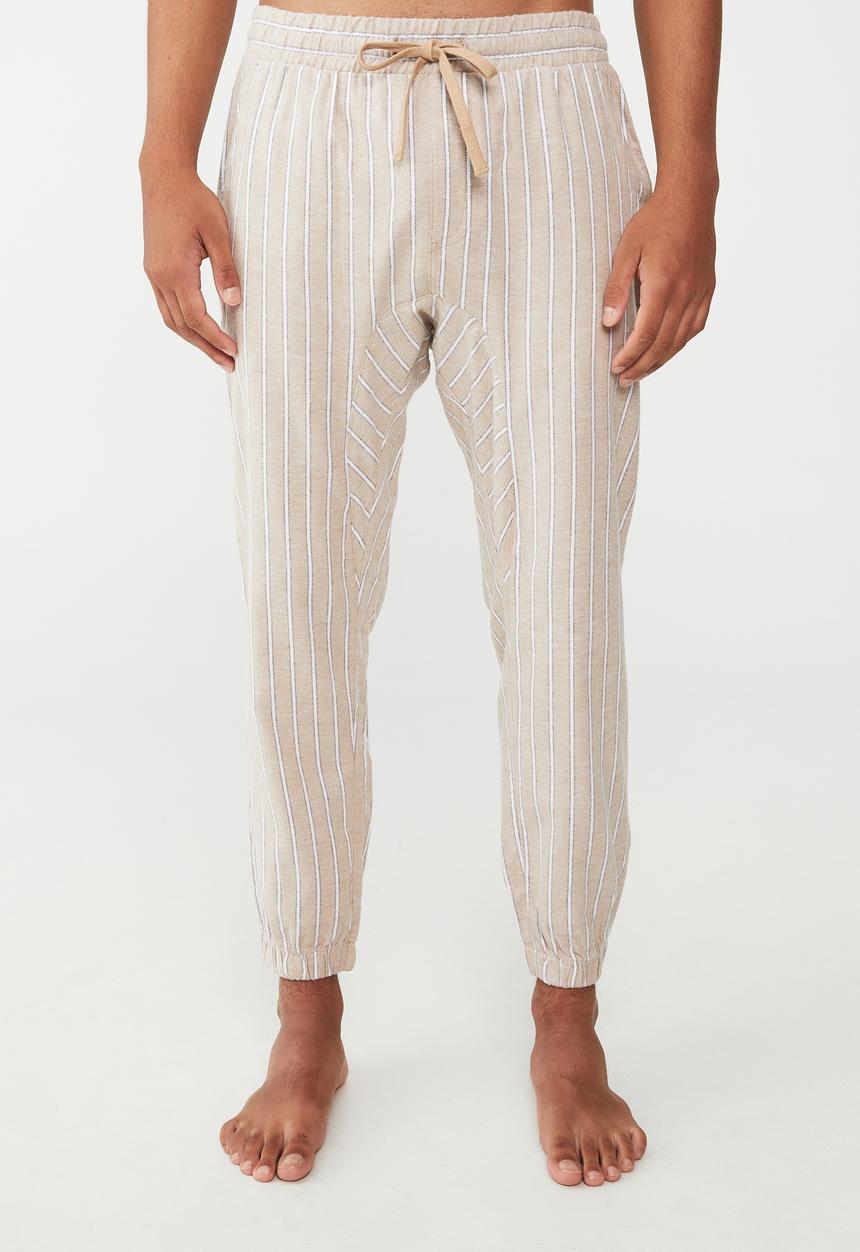 Cotton On - Lounge pant - oatmeal & washed chocolate vertical stripe