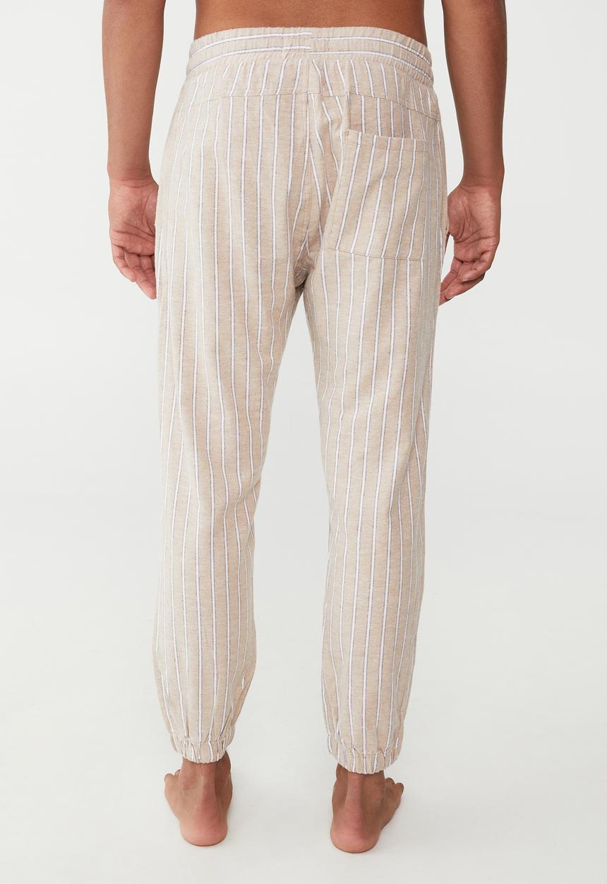 Cotton On - Lounge pant - oatmeal & washed chocolate vertical stripe