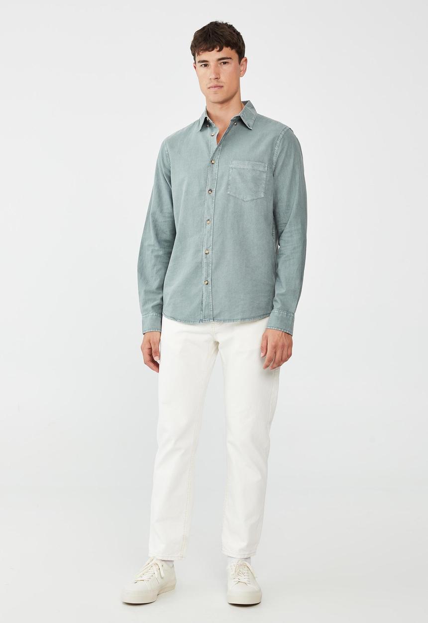 Cotton On - Mayfair long sleeve shirt - vintage washed teal