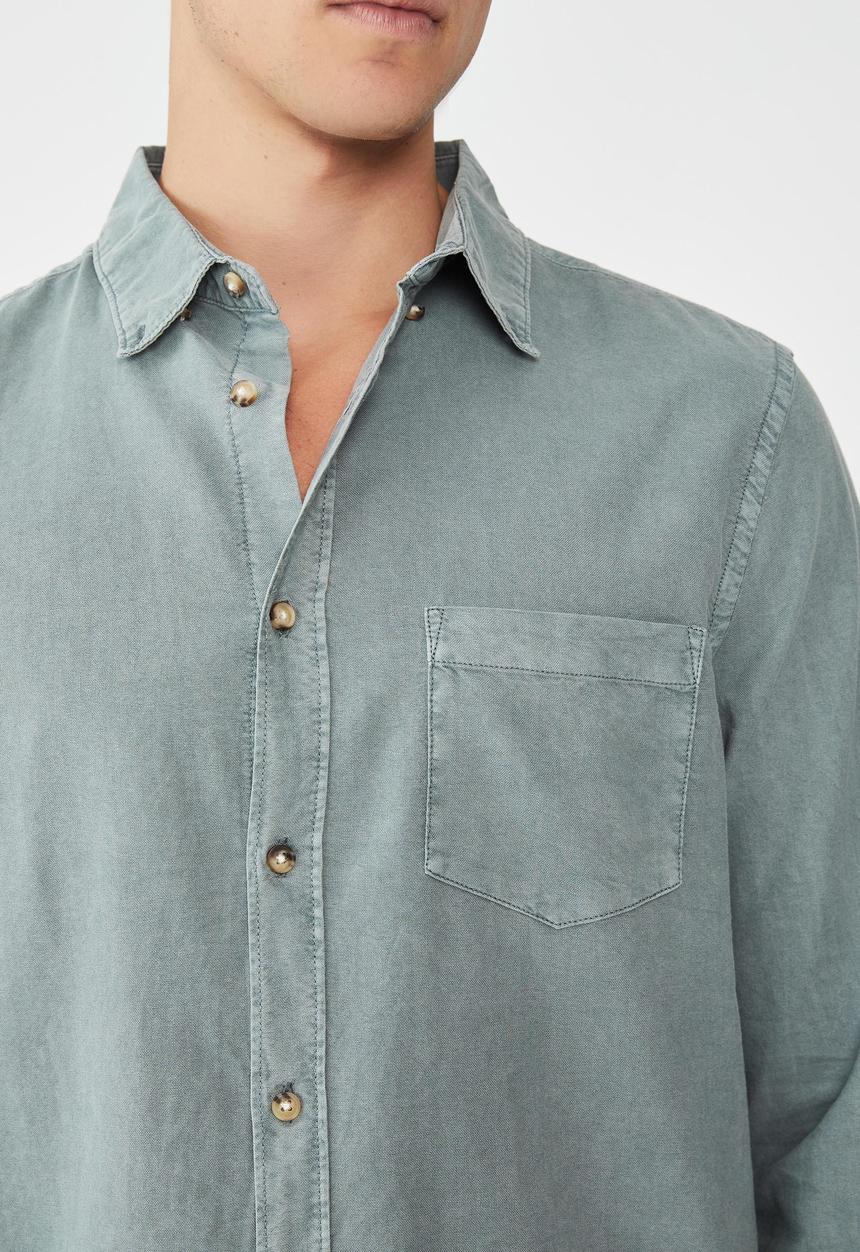 Cotton On - Mayfair long sleeve shirt - vintage washed teal