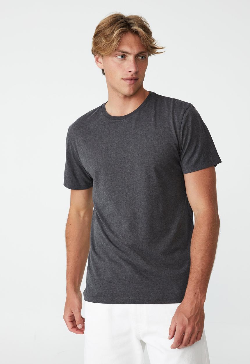 Cotton On - Organic crew T-shirt - charcoal marle