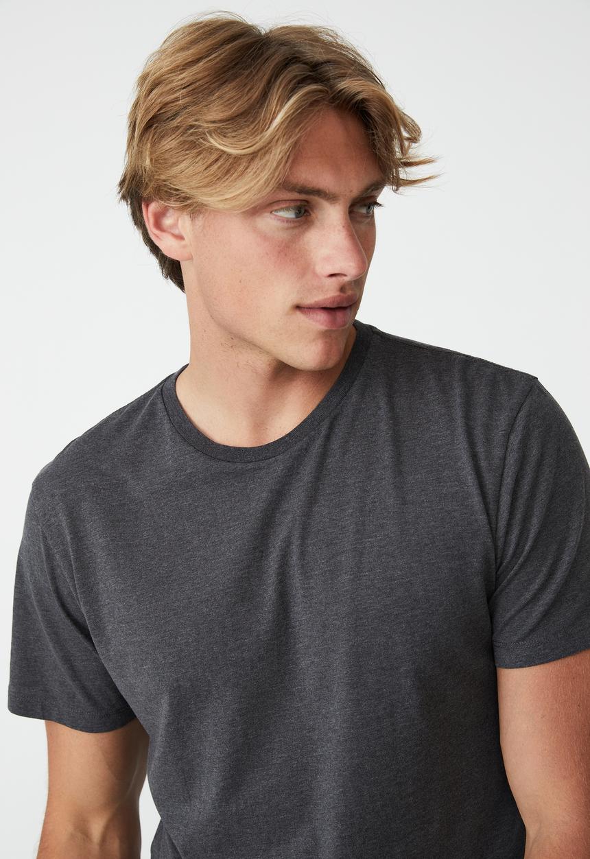 Cotton On - Organic crew T-shirt - charcoal marle