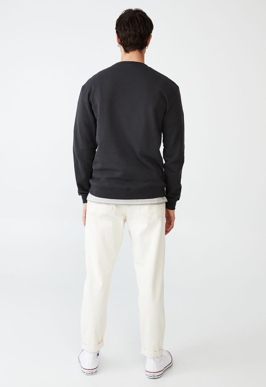 Cotton On - Graphic crew fleece - washed black