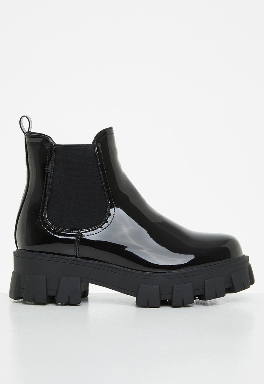 Glamorous - Wide fit track sole chunky ankle boot - black