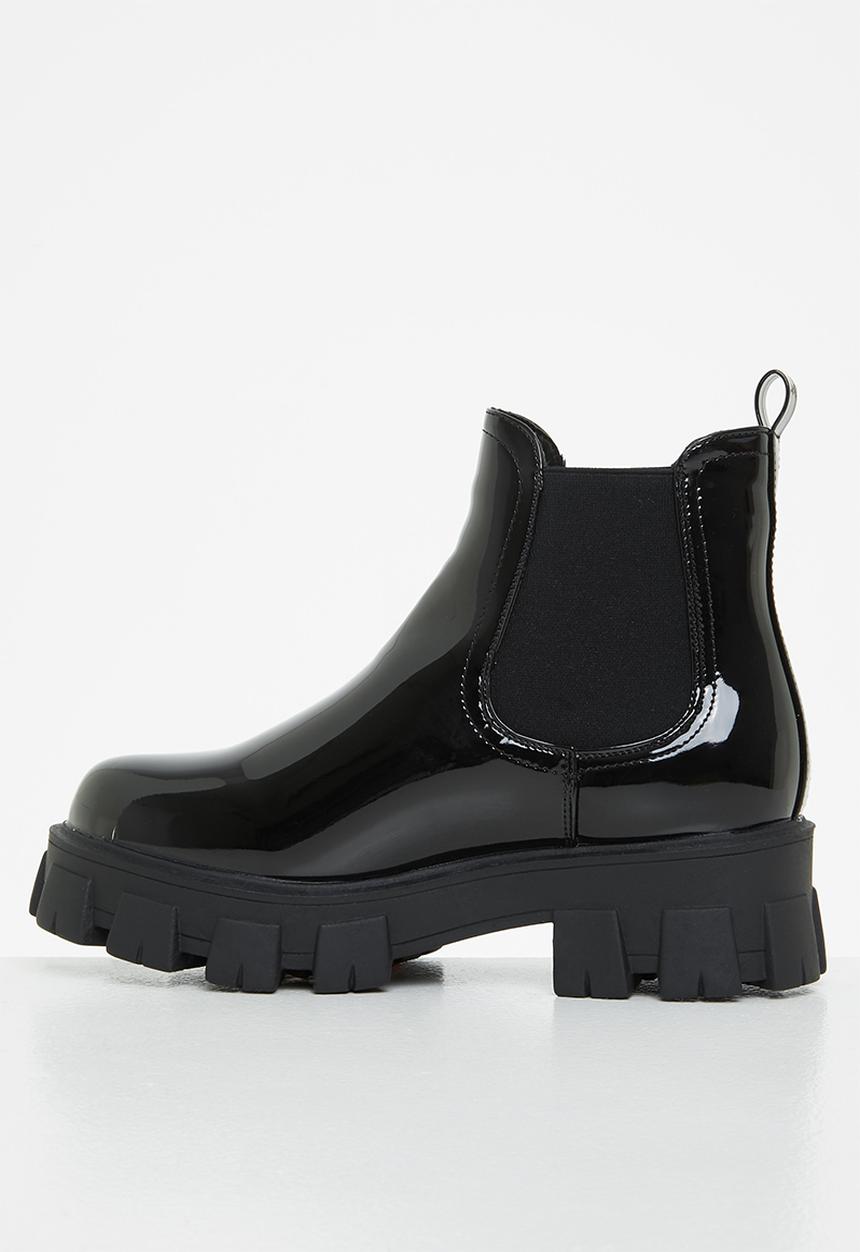 Glamorous - Wide fit track sole chunky ankle boot - black