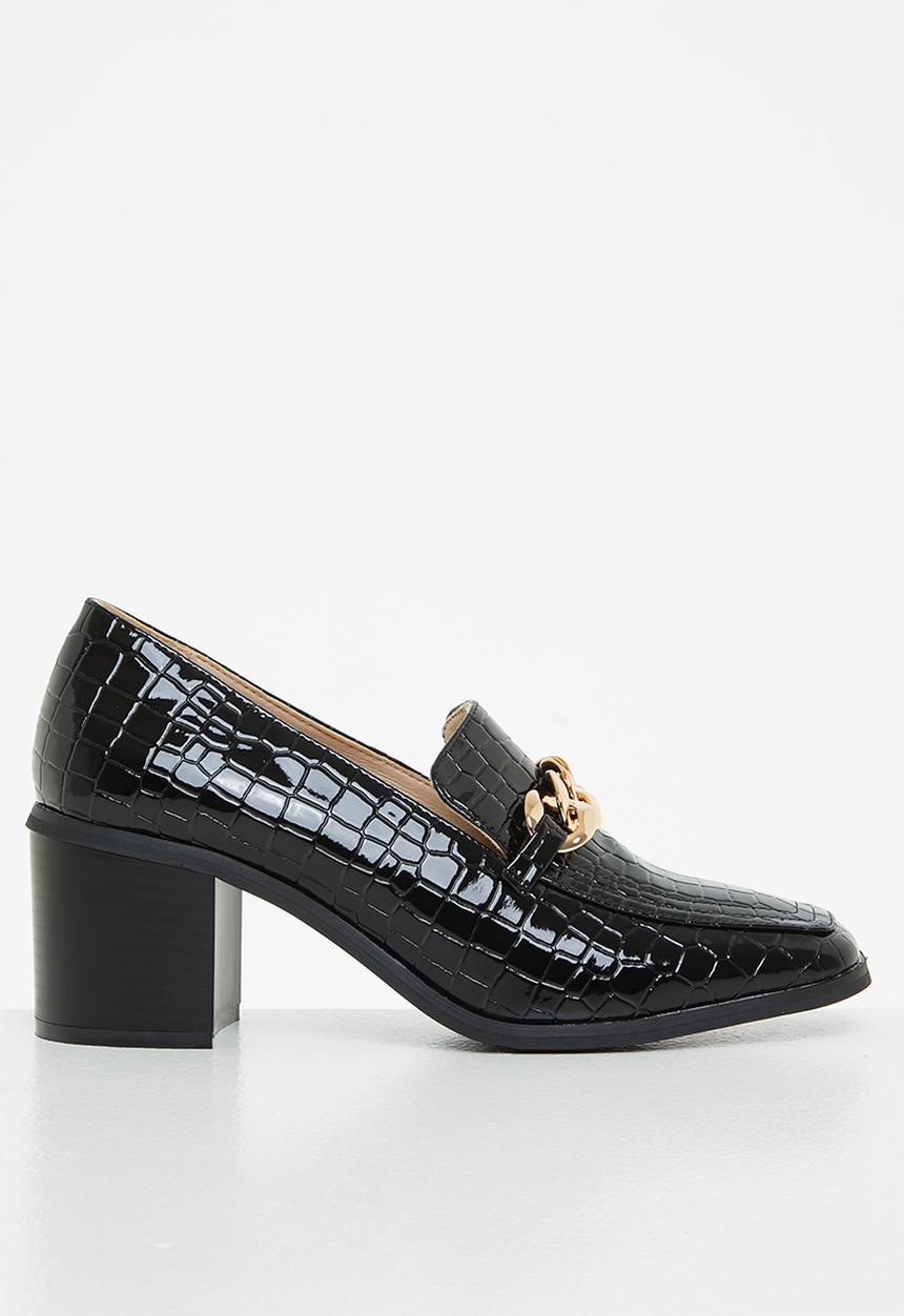 Glamorous - Chain block heel loafer - black