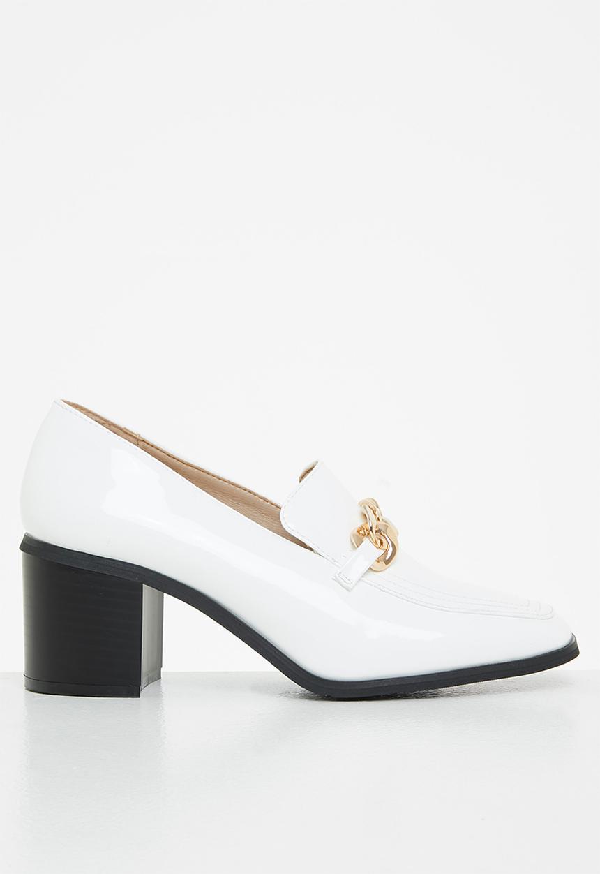 Glamorous - Chain block heel loafer - white