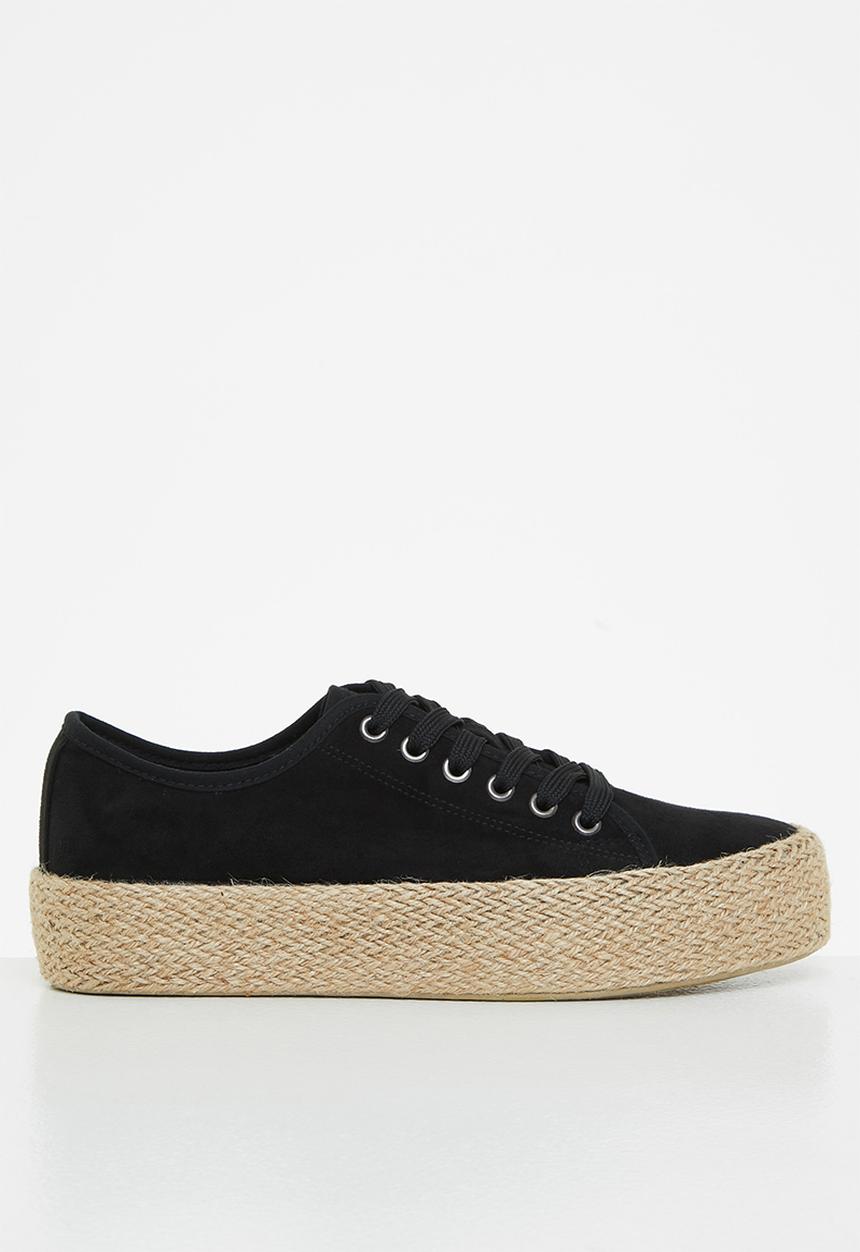 Miss Black - Quebec2 espadrille flatform sneaker - black