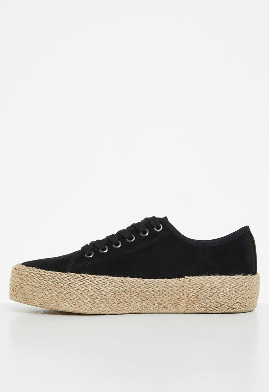 Miss Black - Quebec2 espadrille flatform sneaker - black