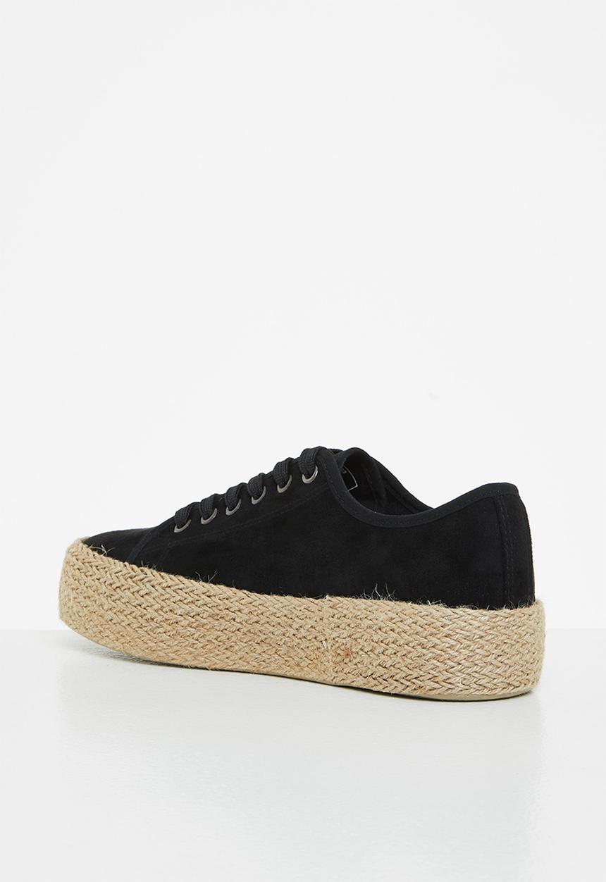 Miss Black - Quebec2 espadrille flatform sneaker - black