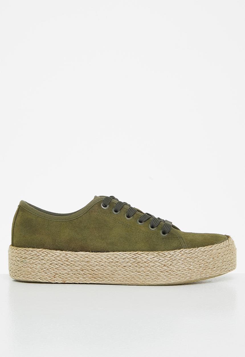 Miss Black - Quebec2 espadrille flatform sneaker - olive