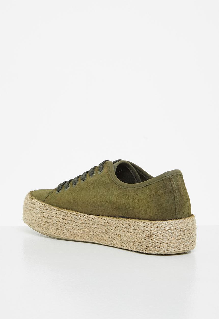Miss Black - Quebec2 espadrille flatform sneaker - olive