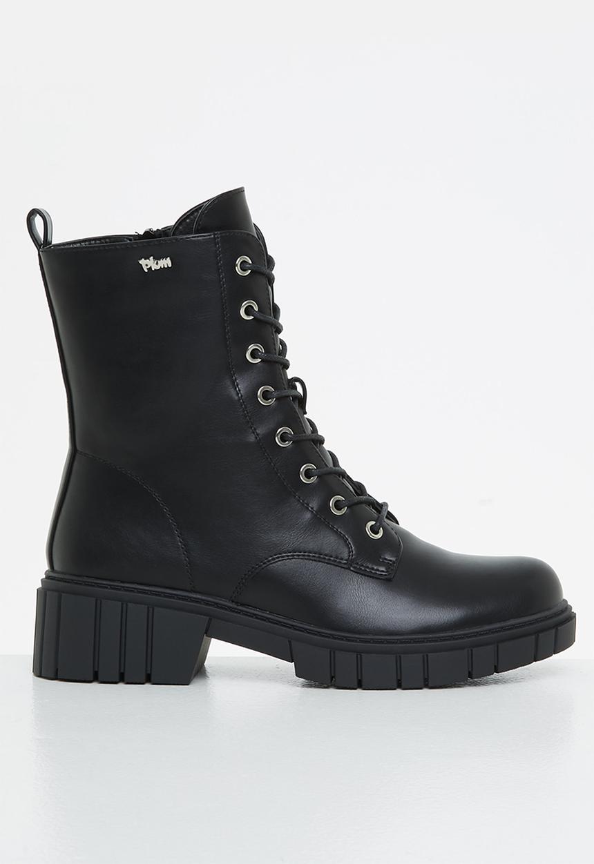 Plum - Mercy lace-up ankle boot - black