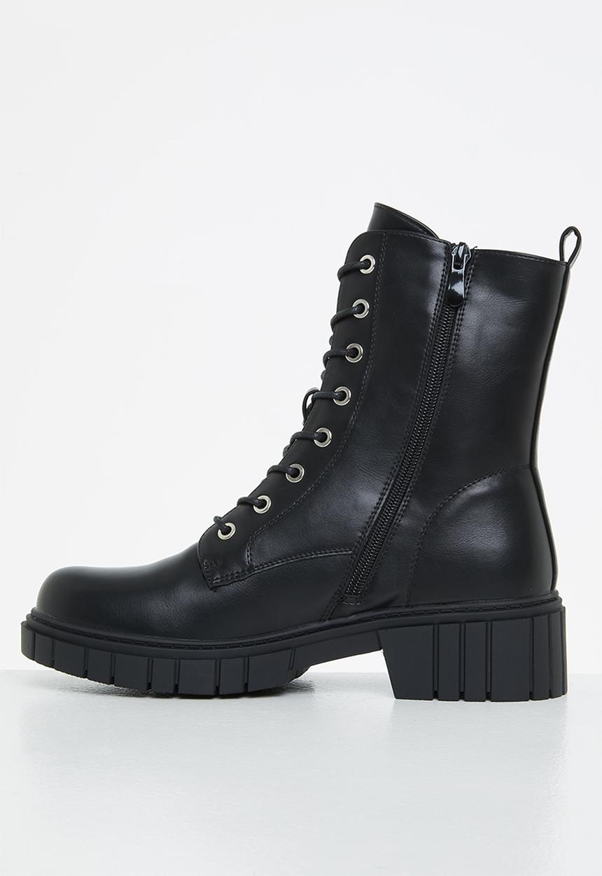 Plum - Mercy lace-up ankle boot - black