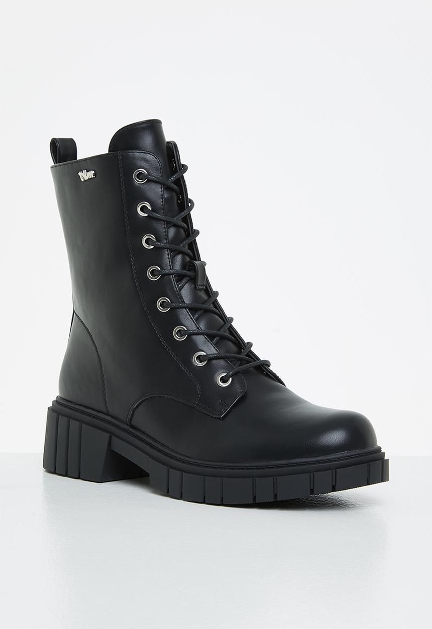 Plum - Mercy lace-up ankle boot - black