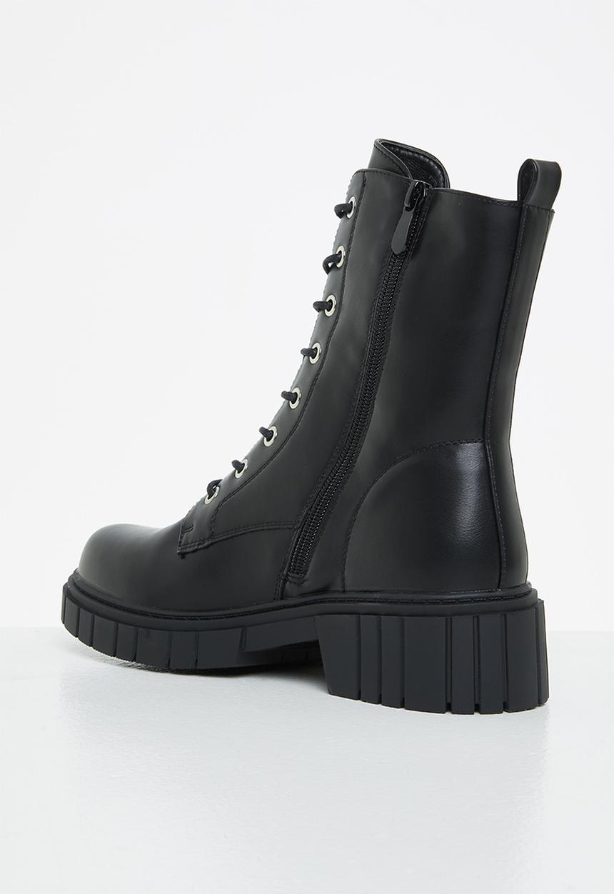 Plum - Mercy lace-up ankle boot - black