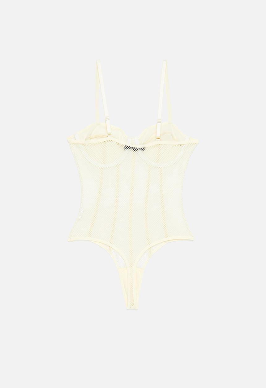 Missguided - Fishnet lingerie bodysuit - cream