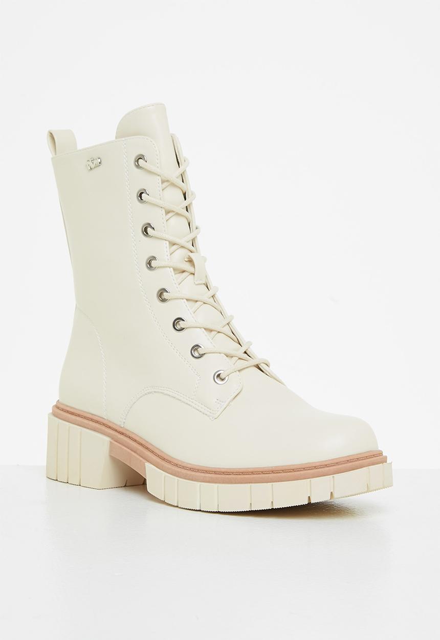 Plum - Mercy lace-up ankle boot - cream