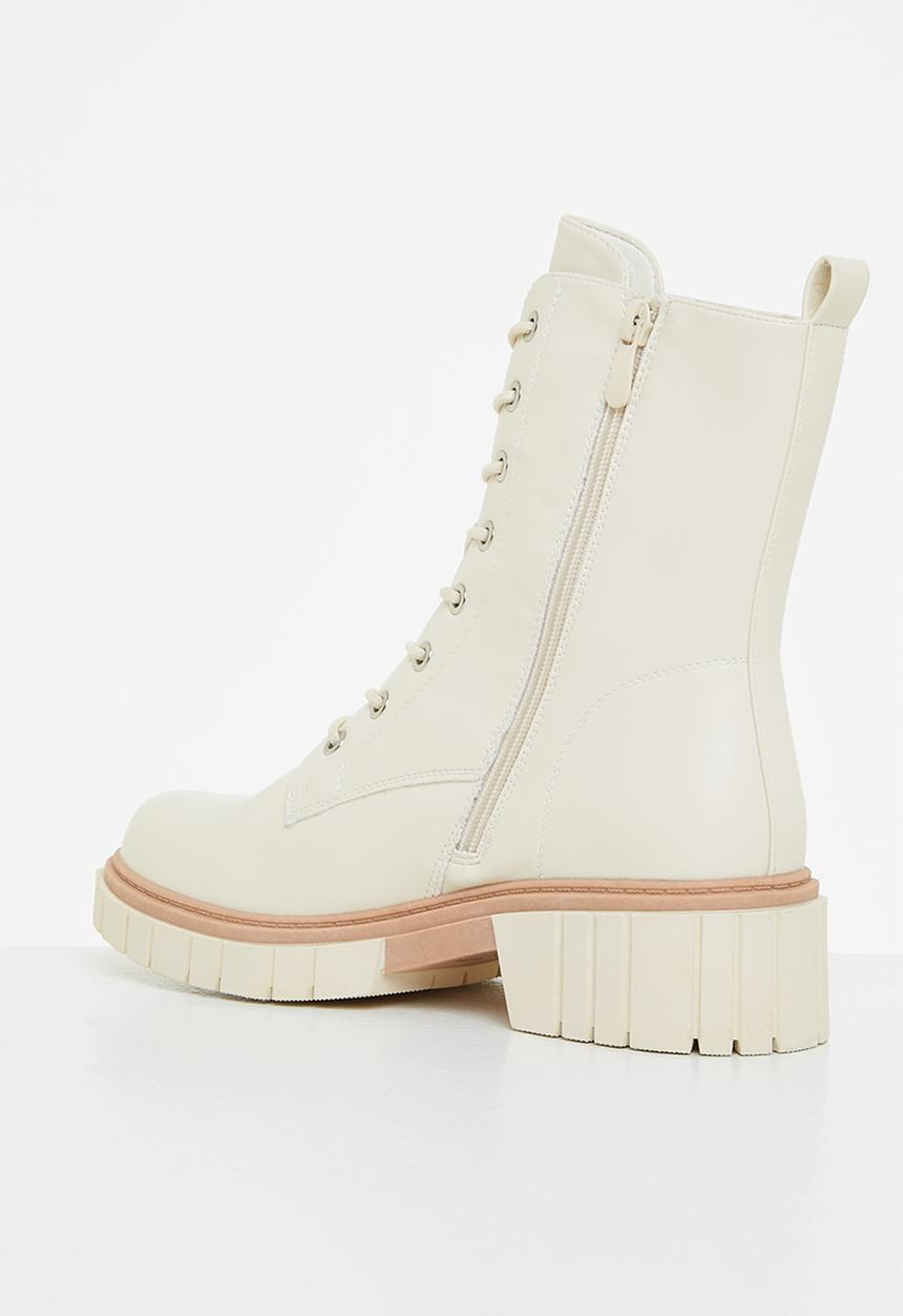 Plum - Mercy lace-up ankle boot - cream