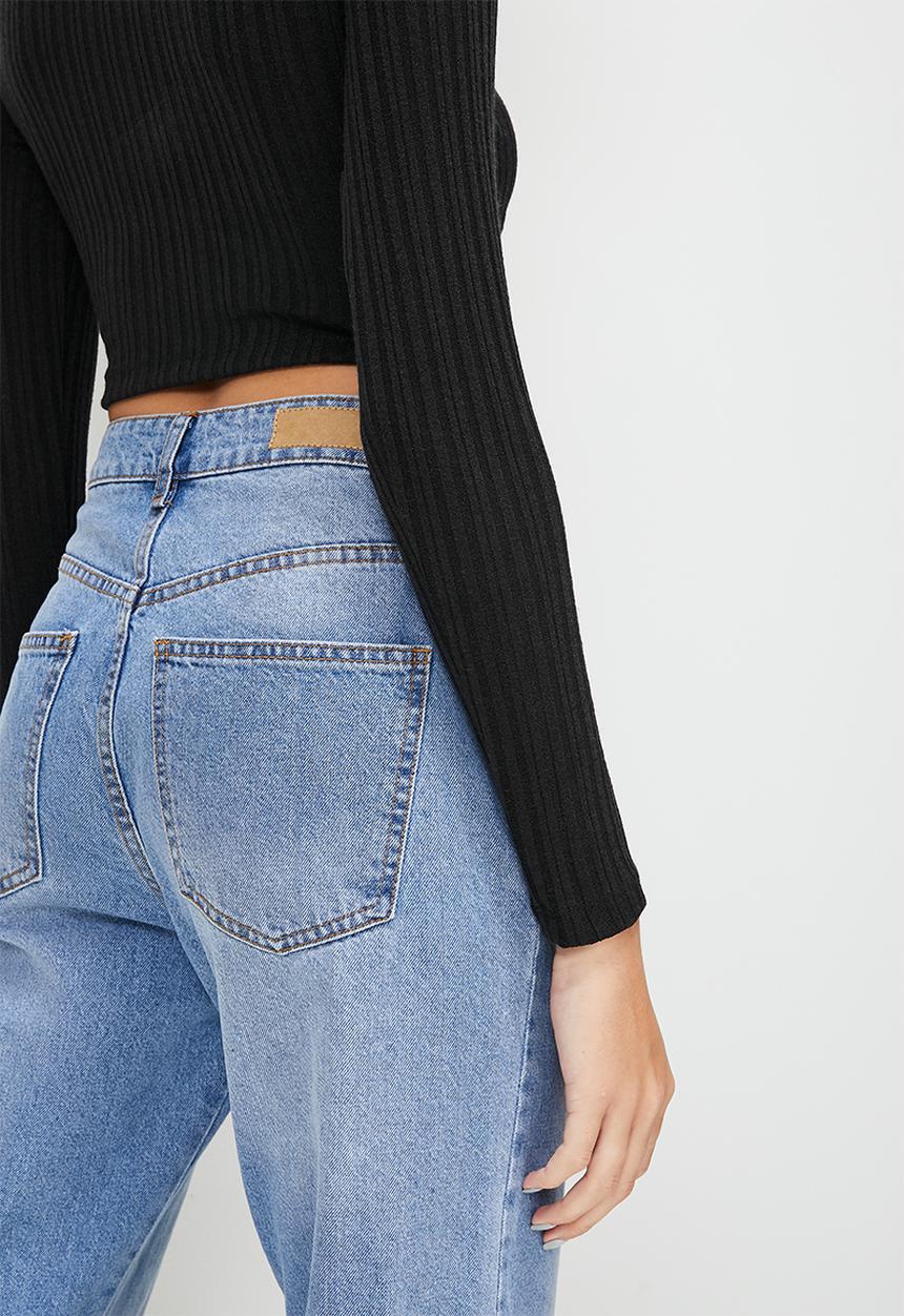 Blake - Turtleneck wrap front crop - black