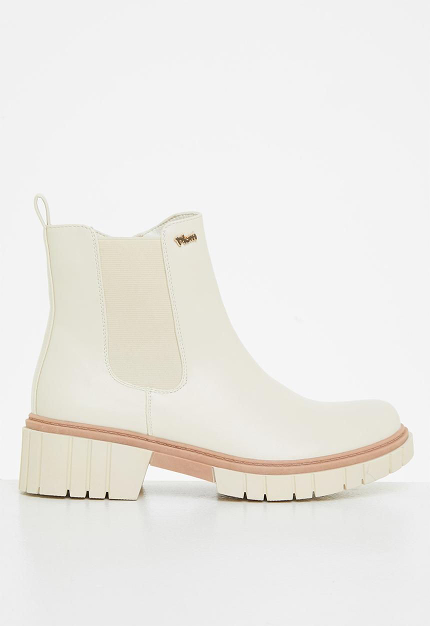 Plum - Legacy chunky chelsea boot - cream