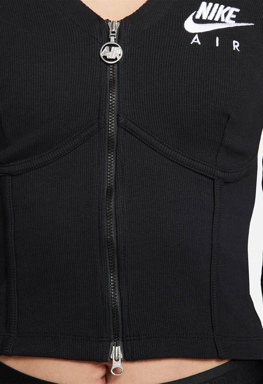 Nike - Nsw air rib long sleeve zip - black & white