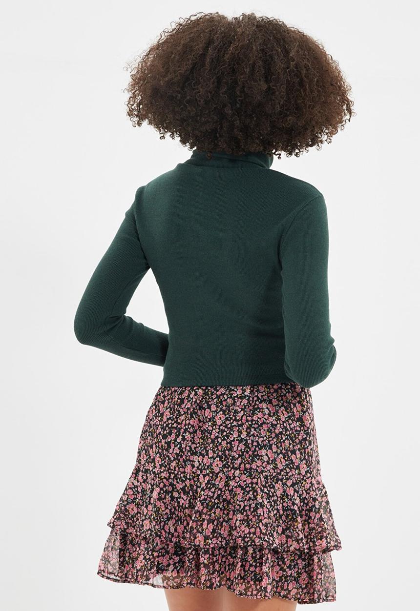 Trendyol - Turtleneck finger detail knit top - emerald 