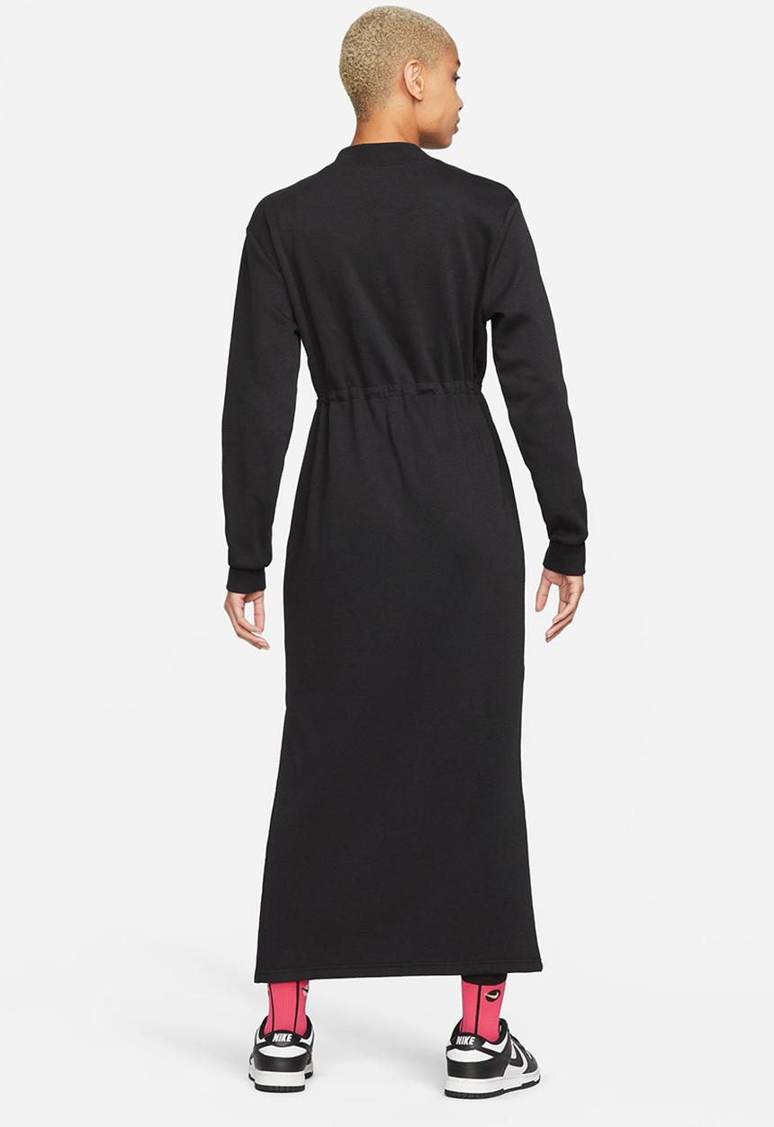 Nike - Nsw icon fleece long sleeve dress - black & white