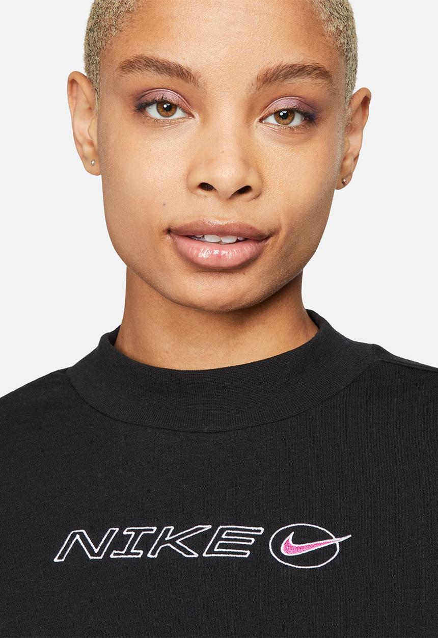 Nike - Nsw icon fleece long sleeve dress - black & white