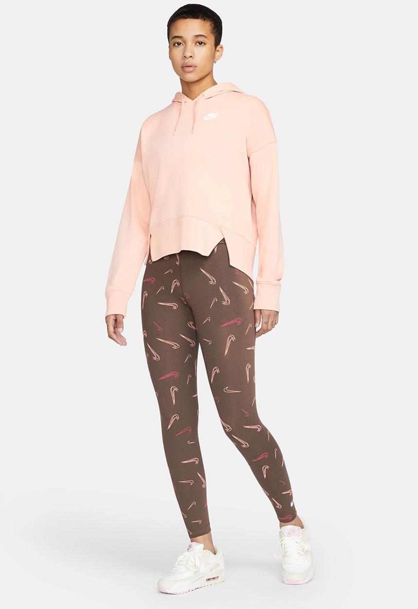 Nike - Nsw high waist tight aop print - baroque brown & white