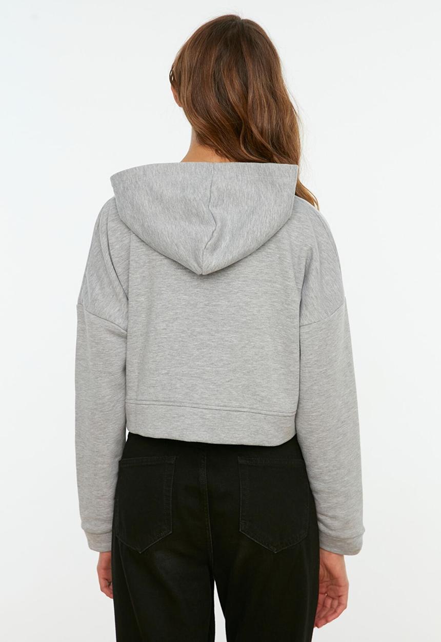 Trendyol - Hooded crop sweatshirt - grey