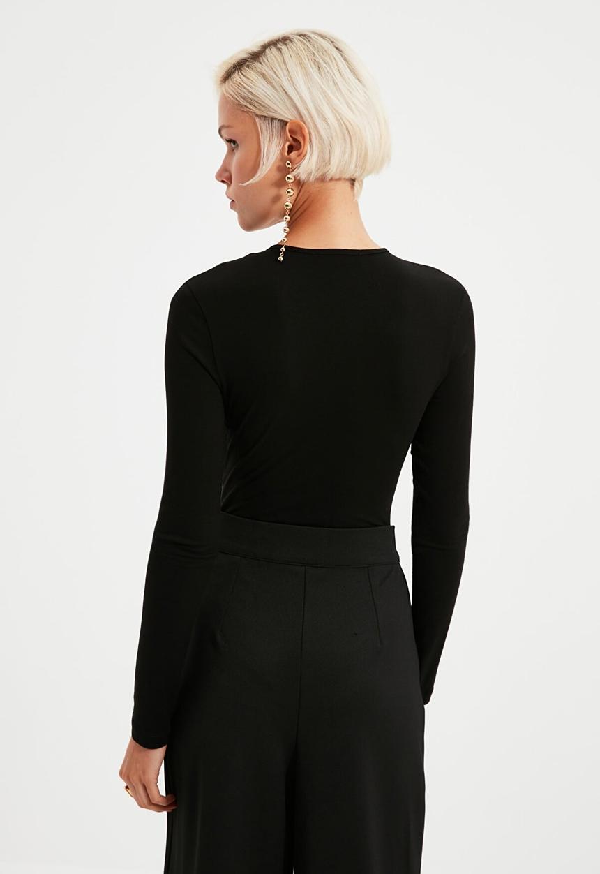 Trendyol - Deep v neck bodysuit - black
